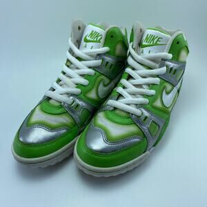 NIKE AIR "Digs" White /Silver/Green Spray Paint Shoes Womens Size 7.5